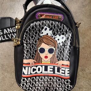 Nicole Lee Black and White Graphic Backpack See My Sweetheart adjustable strap